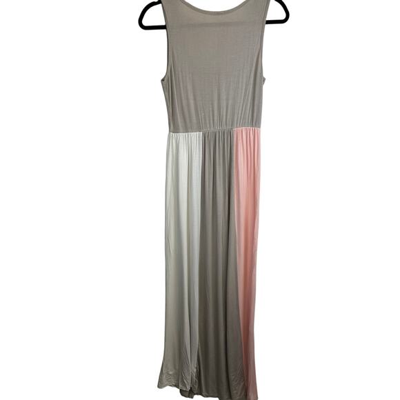 Pink Blush Gray Pink and White Colorblock Scoop Neck Maxi Maternity Dress Large - Picture 9 of 11